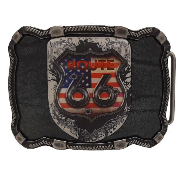 Gürtelschnalle für Biker mit Route 66 Emblem